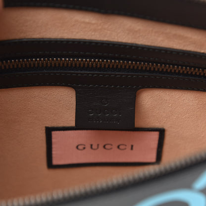 Gucci Calfskin GucciGhost Print GG Messenger Bag Black New Acquamarine 5 of 9