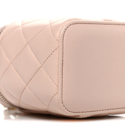 Chanel Lambskin Quilted Pearl Crush Mini Vanity Case With Chain Light Beige 8 of 9