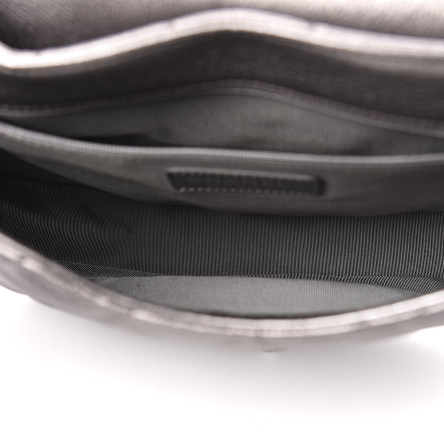 Metallic Calfskin Quilted Casual Pocket Messenger Flap Silver