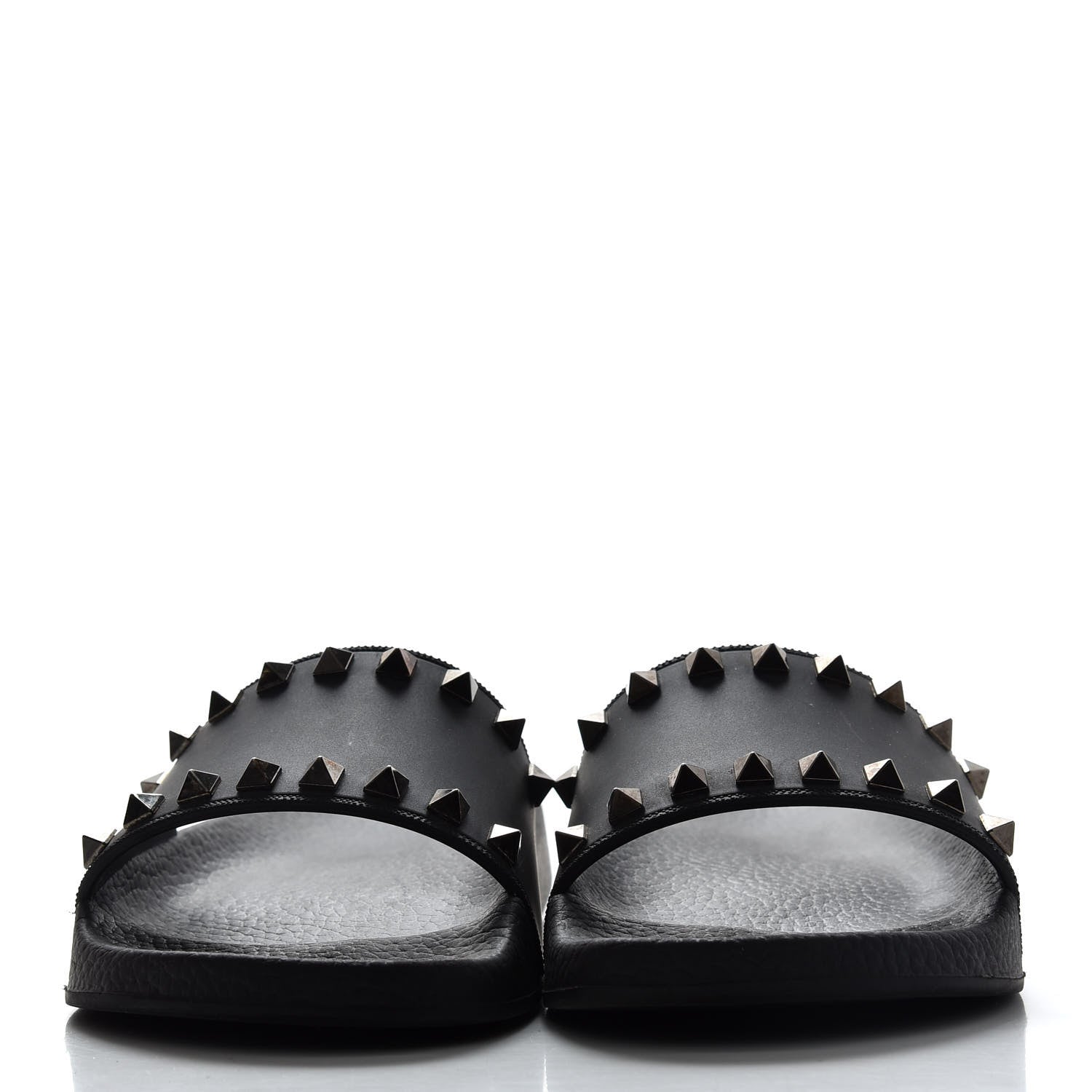 Valentino Garavani Rubber Rockstud Slide Sandals 36 Black 2 of 10