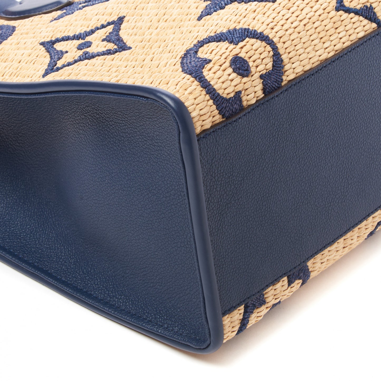 Raffia Calfskin Monogram Giant Onthego MM Blue