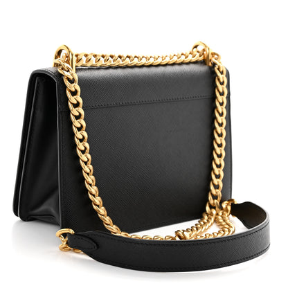Prada Saffiano Soft Calfskin Chain Crossbody Bag Black 2 of 8