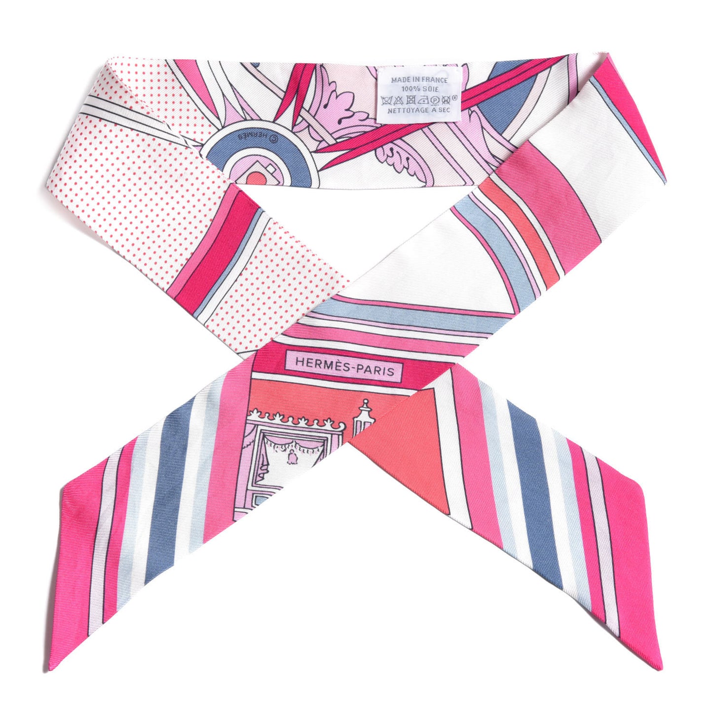 Silk Washington's Carriage Detail Twilly White Rose Vif Gris