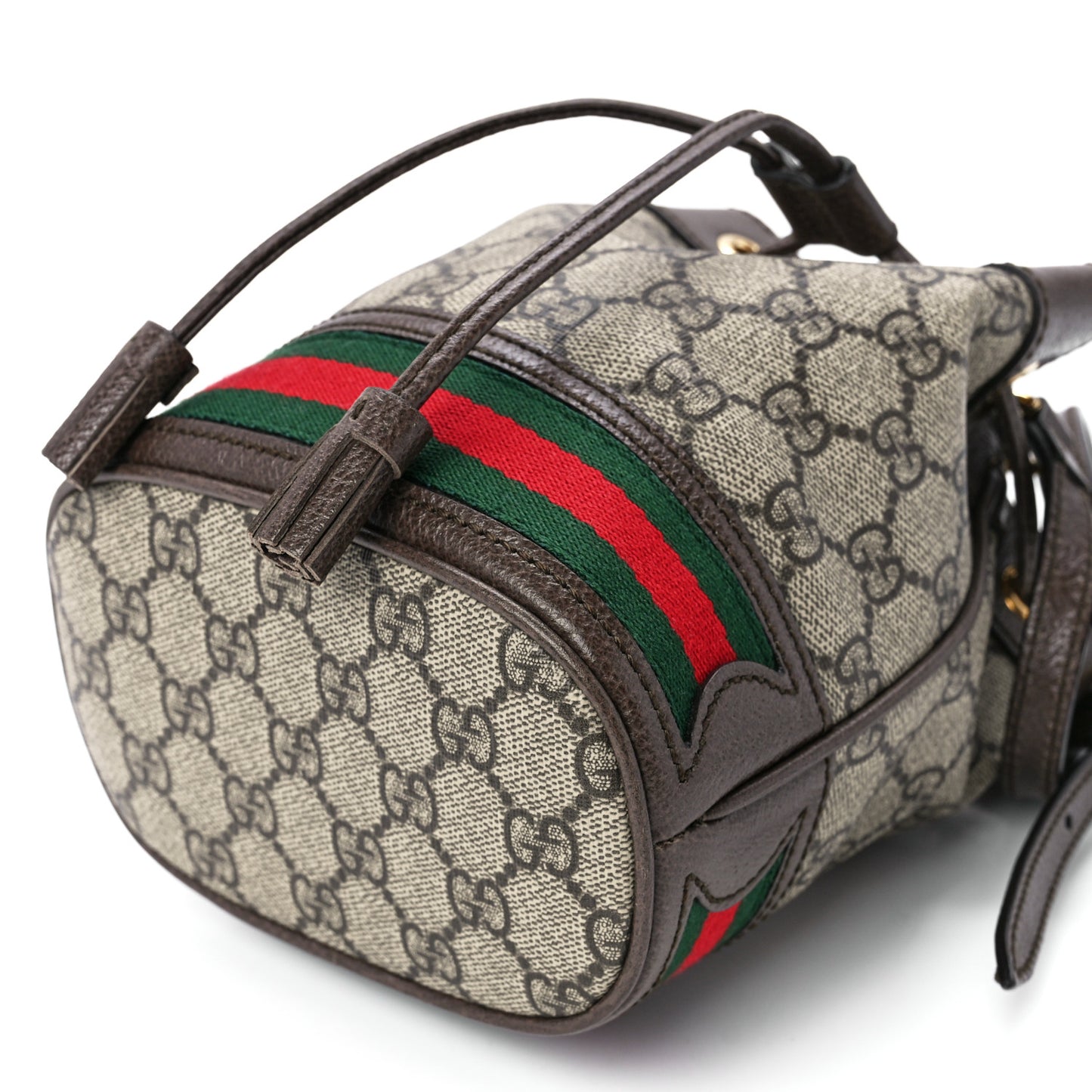 GG Supreme Monogram Web Mini Ophidia Bucket Bag Brown