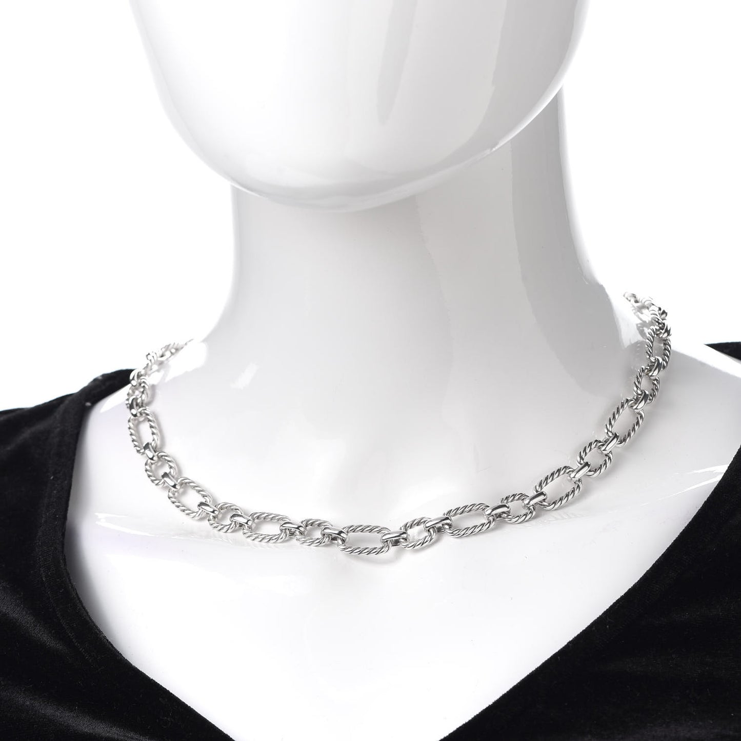 Sterling Silver Blue Sapphire 9.5mm Cushion Link Chain Necklace