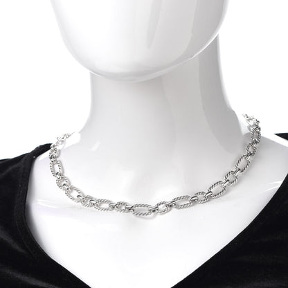 David Yurman Sterling Silver Blue Sapphire 9.5mm Cushion Link Chain Necklace 2 of 5