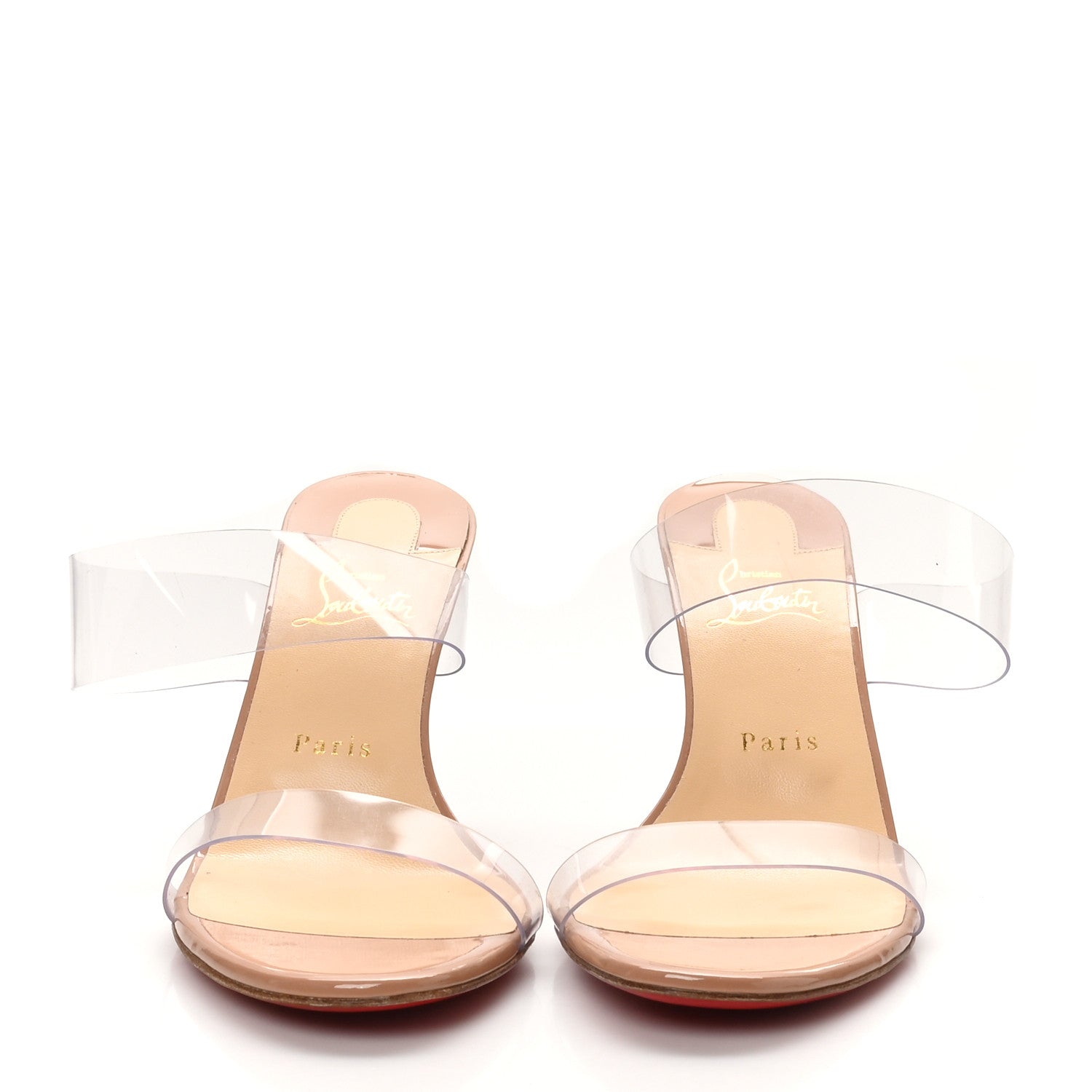 Christian Louboutin Patent PVC Just Nothing 85 Slide Sandals 40 Nude 3 of 8