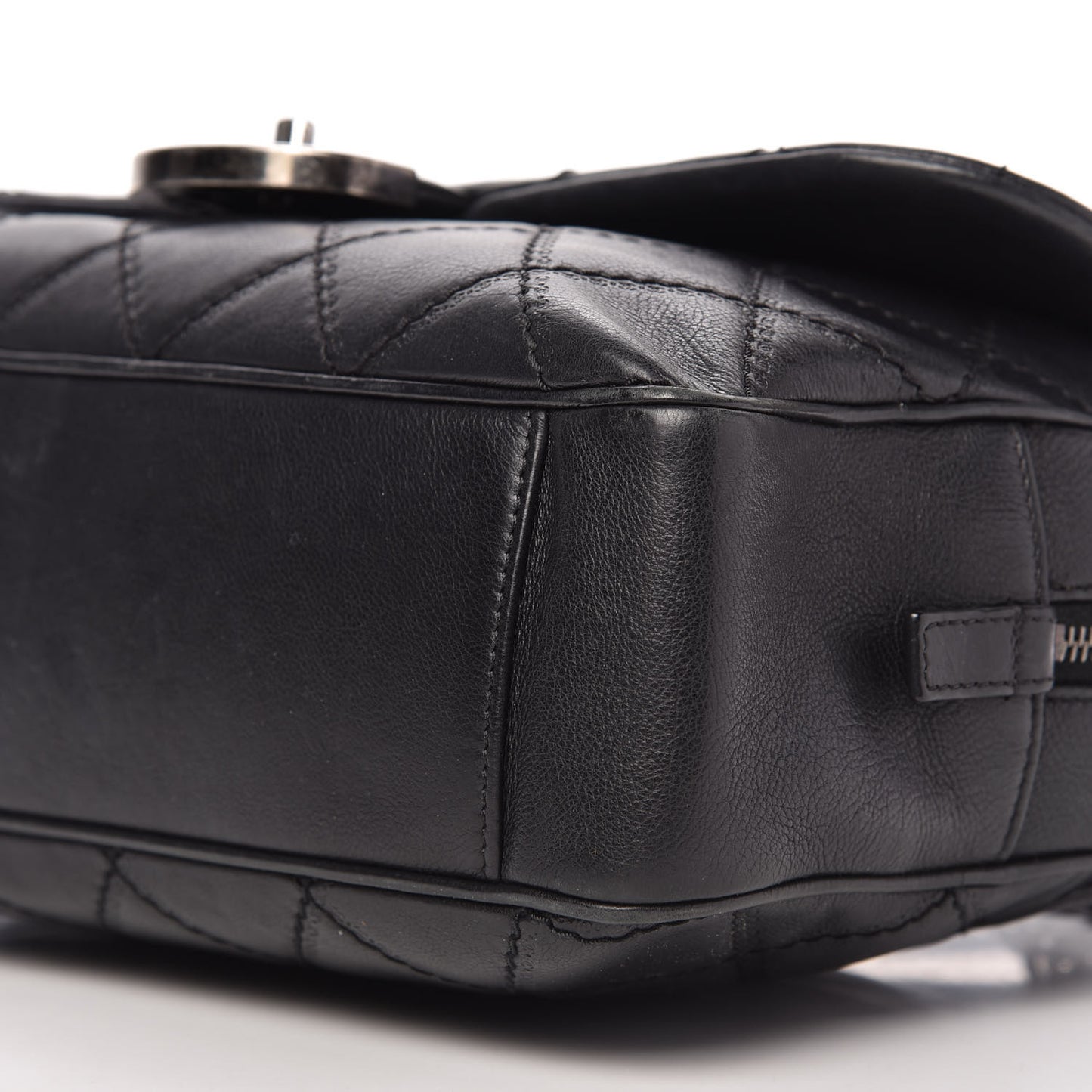 Calfskin Quilted Jumbo Coco Sporran Flap Black