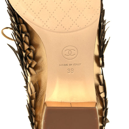 Chanel Lambskin Lace Up Oxfords 39 Gold 6 of 10
