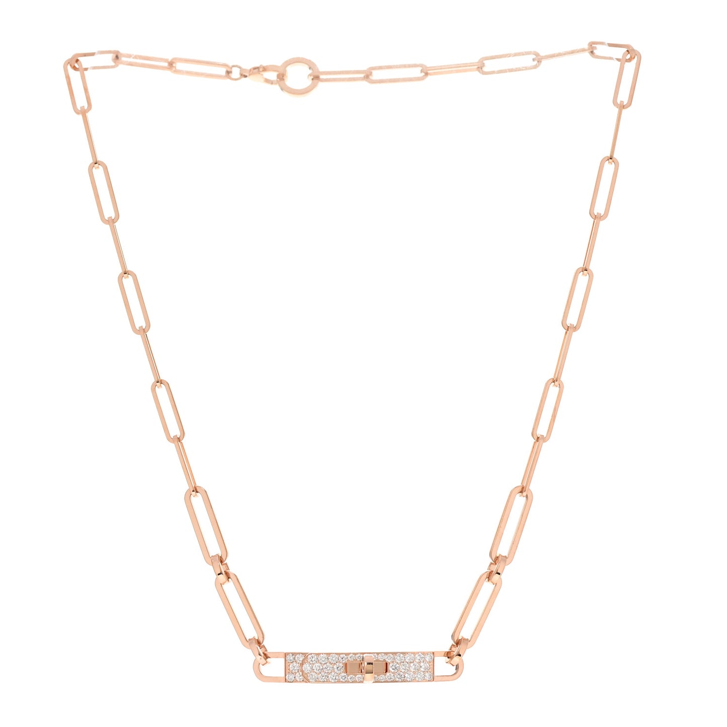 18K Rose Gold Diamond Pave Kelly Chaine Choker Necklace