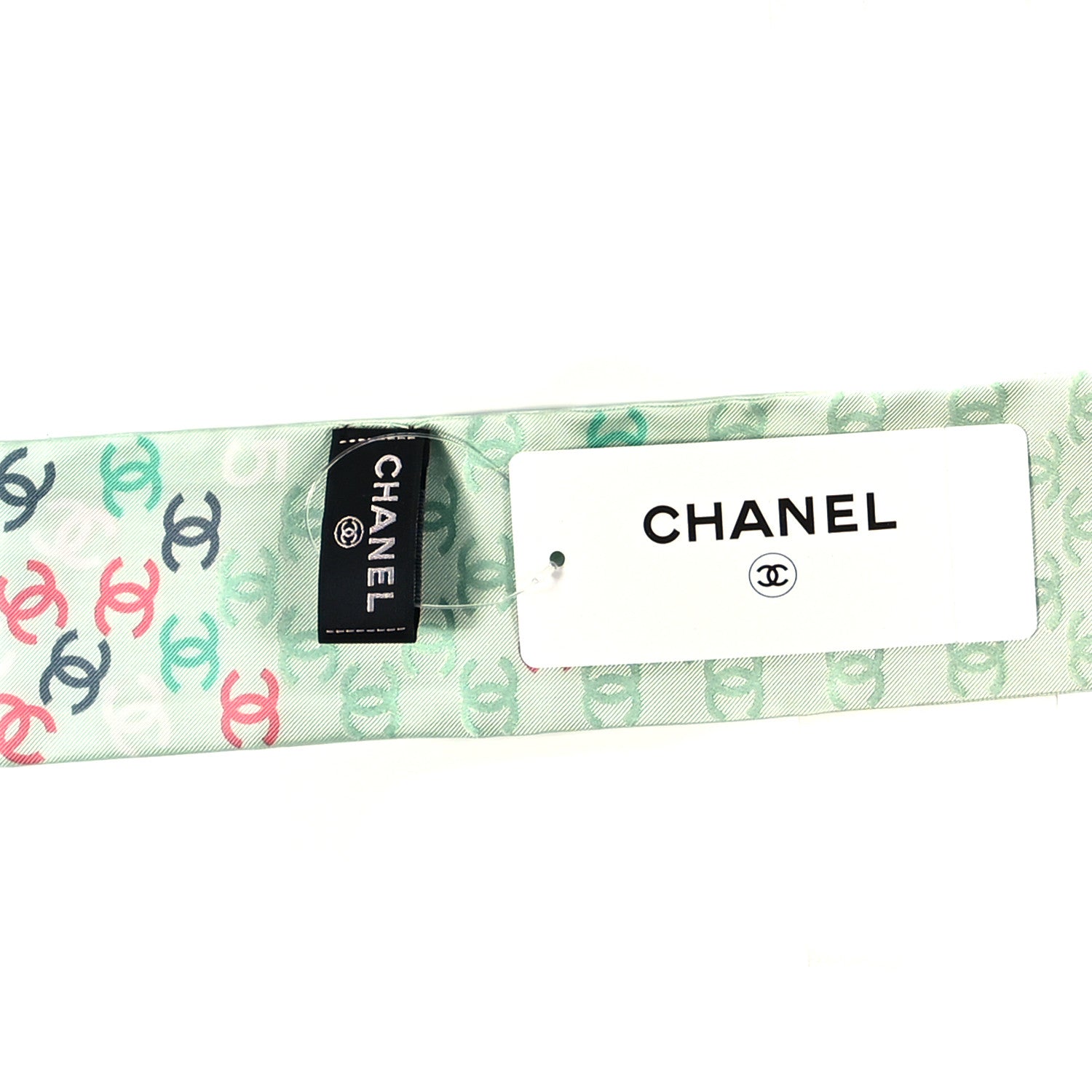 Chanel Silk CC Slim Bandeau Turquoise Pink 3 of 3