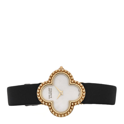 Van Cleef & Arpels 18K Yellow Gold Satin Mother of Pearl 26mm Alhambra Quartz Watch 2 of 4