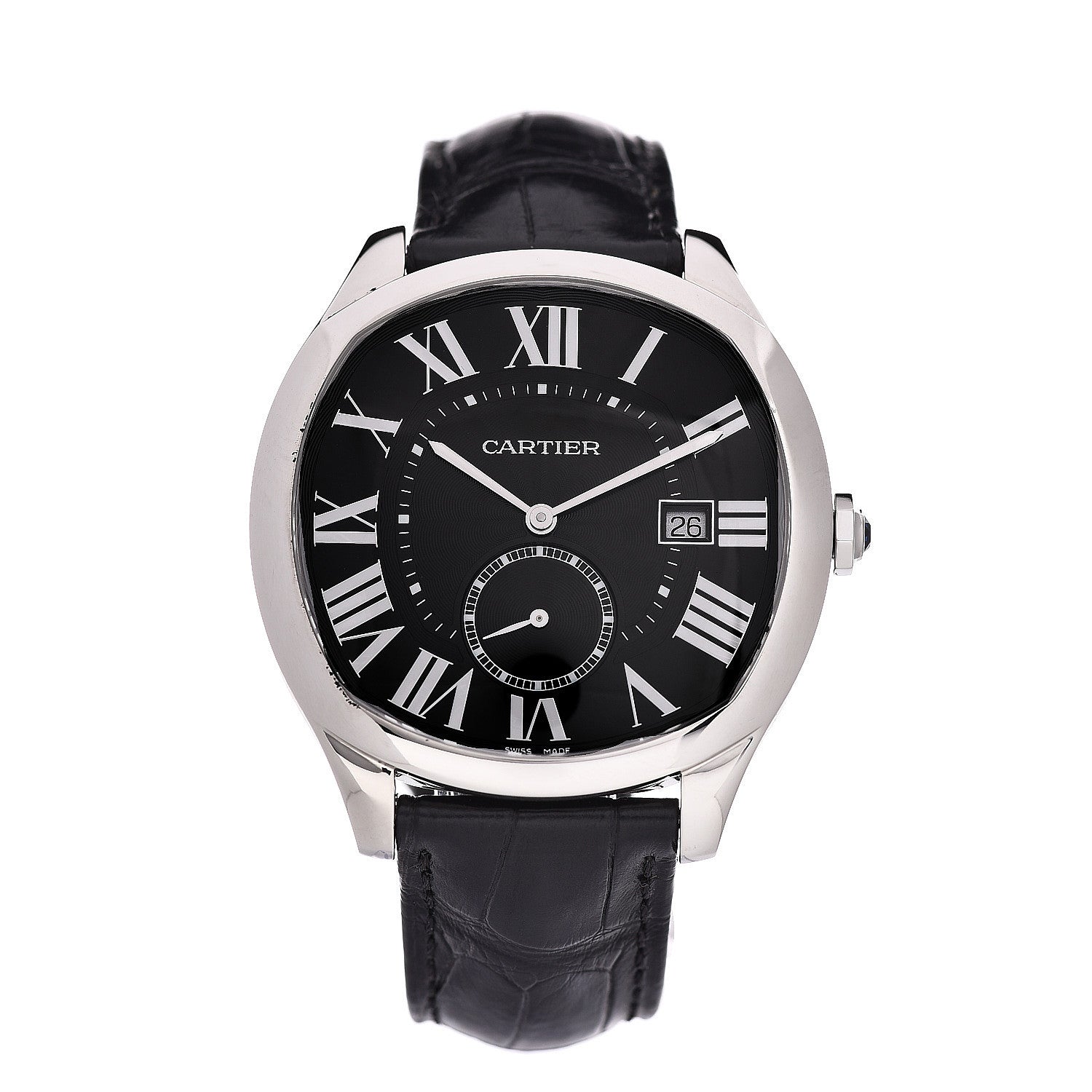 Cartier Stainless Steel Alligator 41mm Drive De Automatic Watch Black 1 of 8