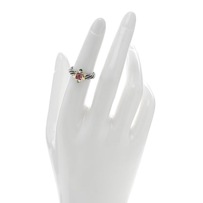 David Yurman Sterling Silver 14K Yellow Gold Pink Tourmaline Green Onyx Renaissance Ring 52 6 2 of 4