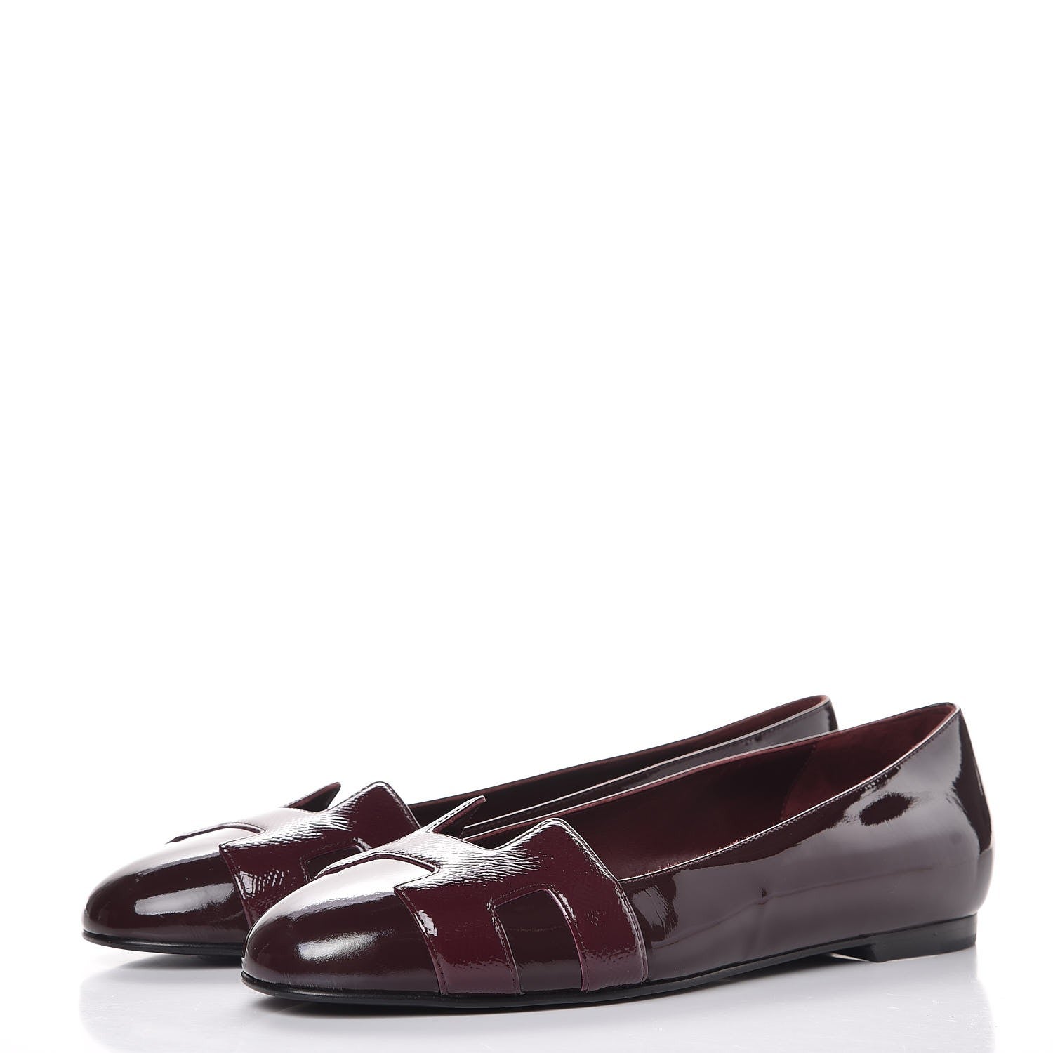 Hermes Patent Epsom Nice Ballerina Flats 38 Bordeaux 3 of 8