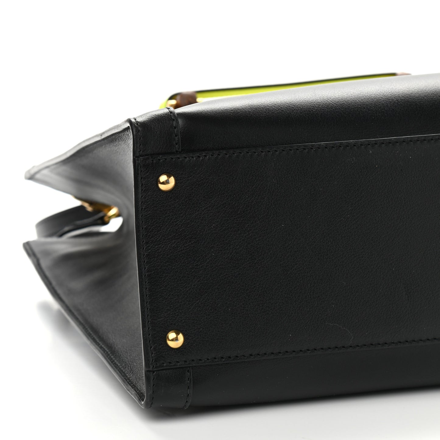 Calfskin Medium Diana Tote Bag Black Yellow Fluo