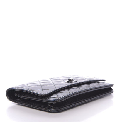 Chanel Aged Calfskin Striped Reissue Wallet On Chain WOC Black 3 of 12