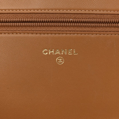 Chanel Lambskin Chevron Quilted Boy Wallet On Chain WOC Brown 6 of 12