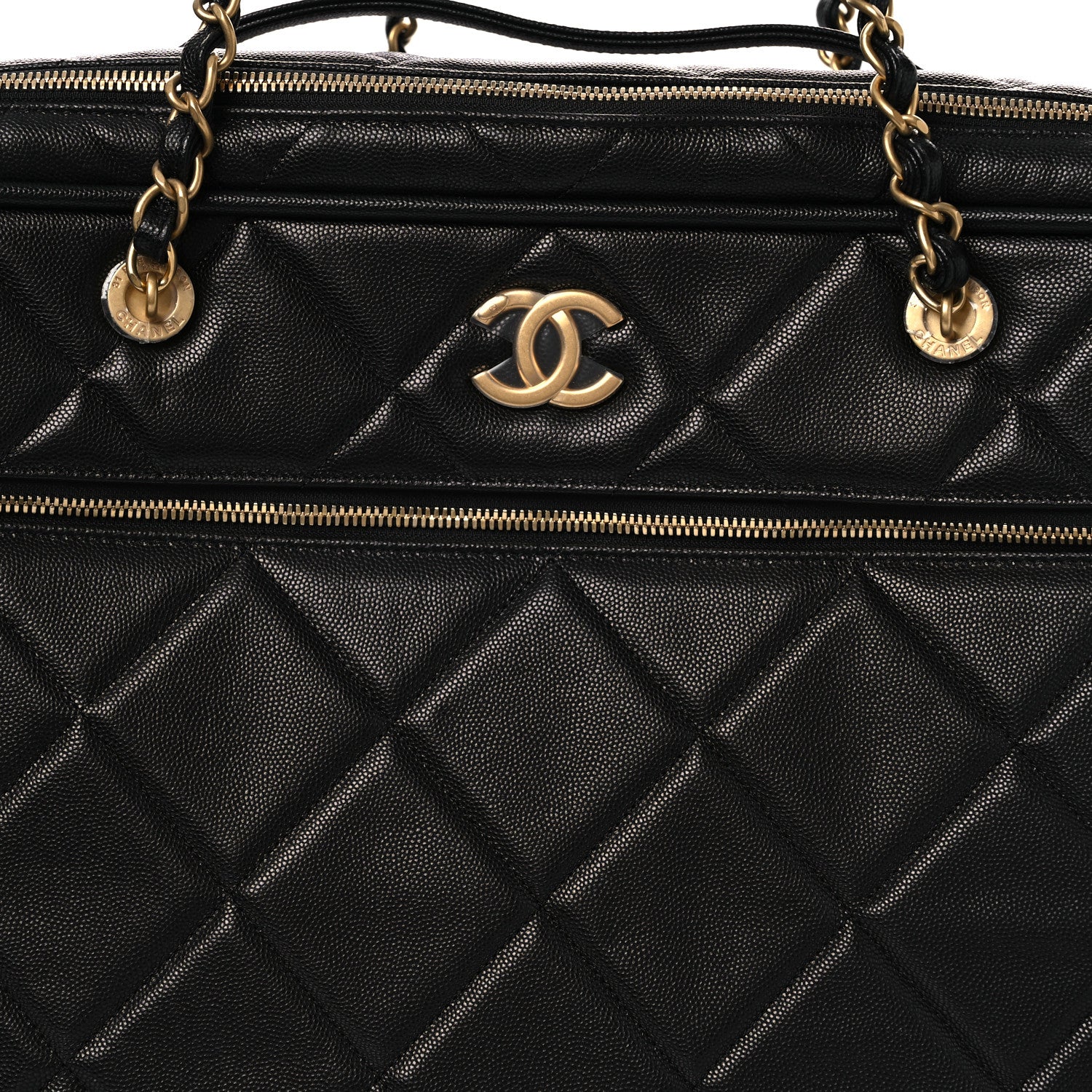 Chanel Shiny Grained Calfskin Quilted Large Travel Bowling Bag Black 8 of 12
