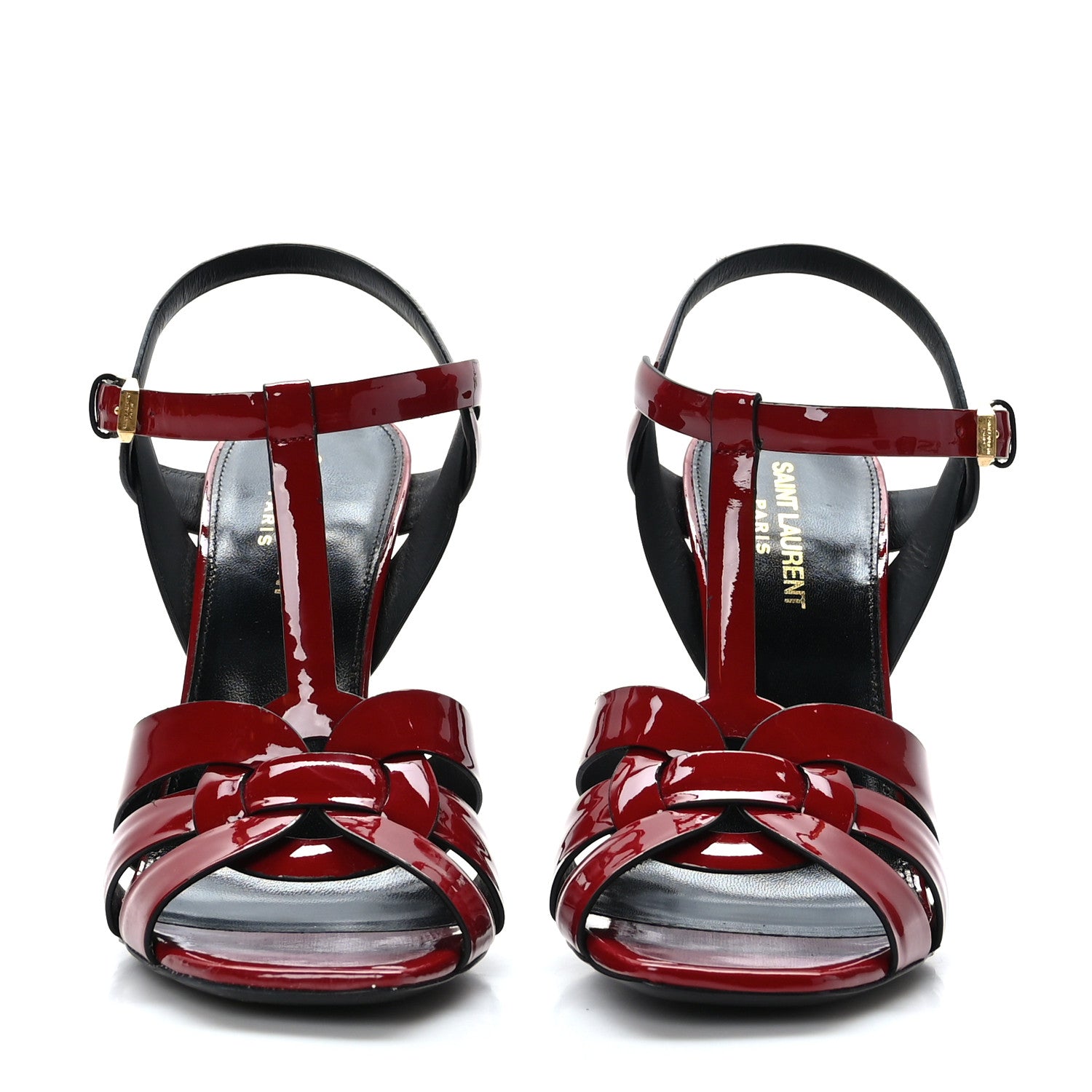 Saint Laurent Patent Calfskin Tribute 105 Sandals 39 Hot Red 2 of 7