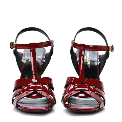 Saint Laurent Patent Calfskin Tribute 105 Sandals 39 Hot Red 2 of 7