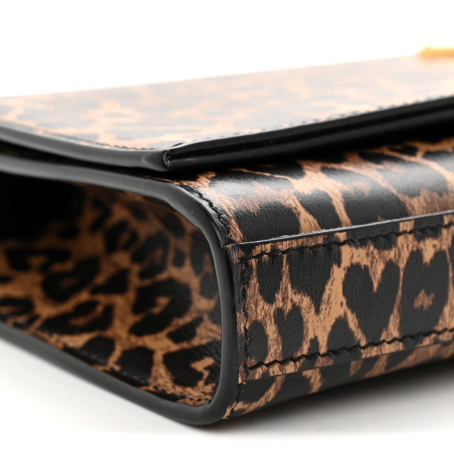 Calfskin Heart Leopard Printed Classic Monogram Kate Tassel Clutch Naturale