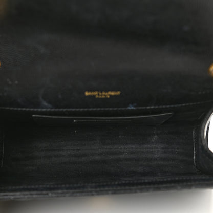 Saint Laurent Grain De Poudre Textured Mixed Matelasse Triquilt Small Monogram Satchel Black 5 of 13