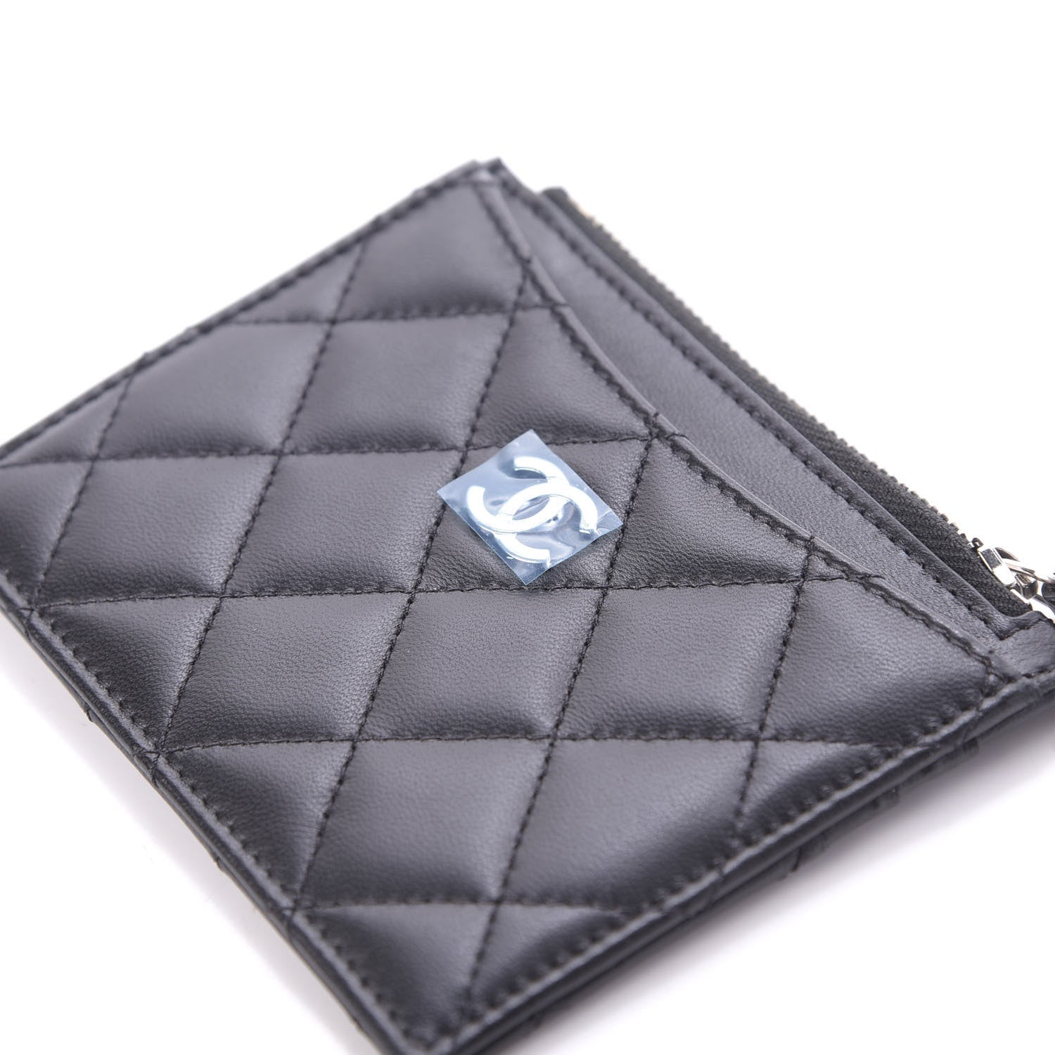 Chanel Lambskin Quilted Zip Card Holder Black 8 of 9