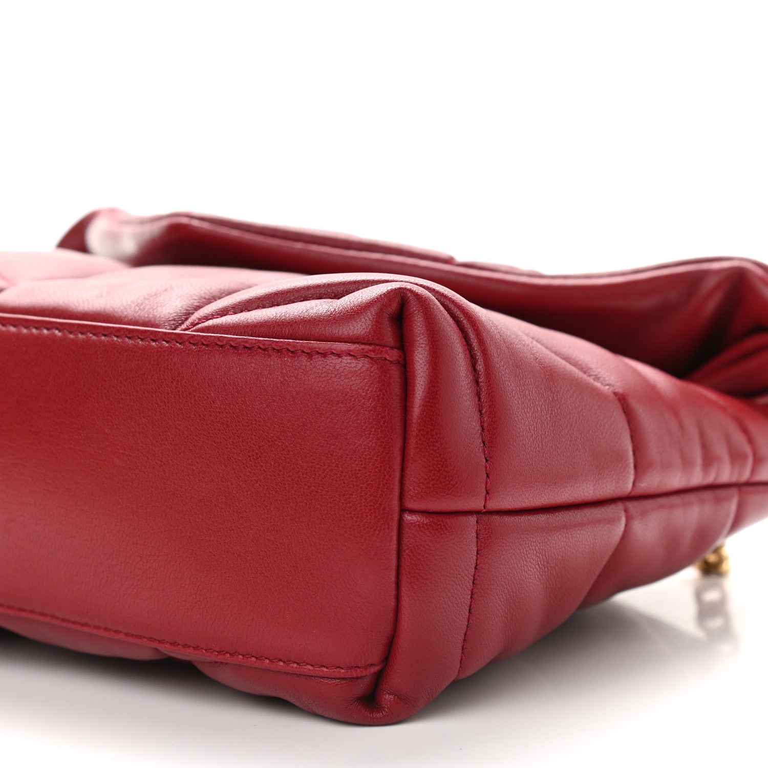 Saint Laurent Lambskin Quilted Toy Loulou Puffer Monogram Chain Satchel Red 9 of 10
