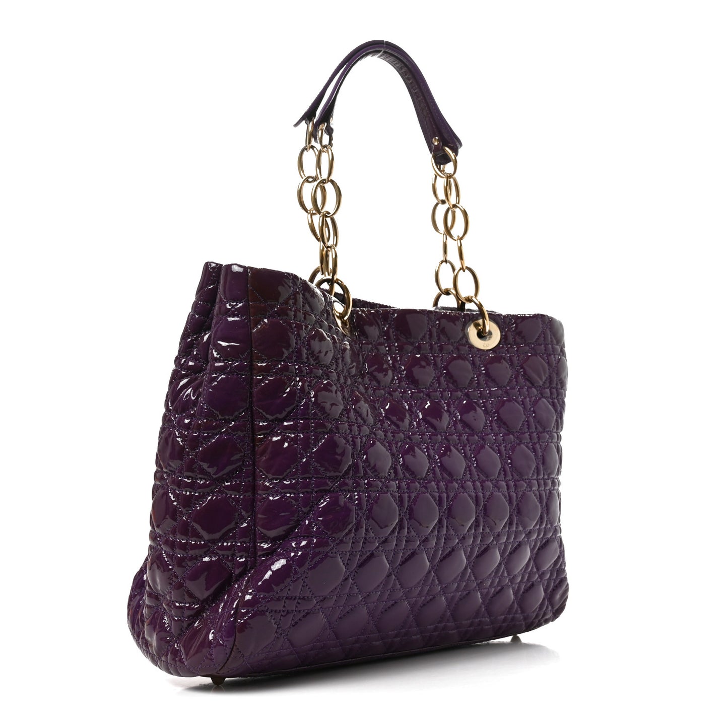 Patent Cannage Large Dior Soft Shopping Tote Purple