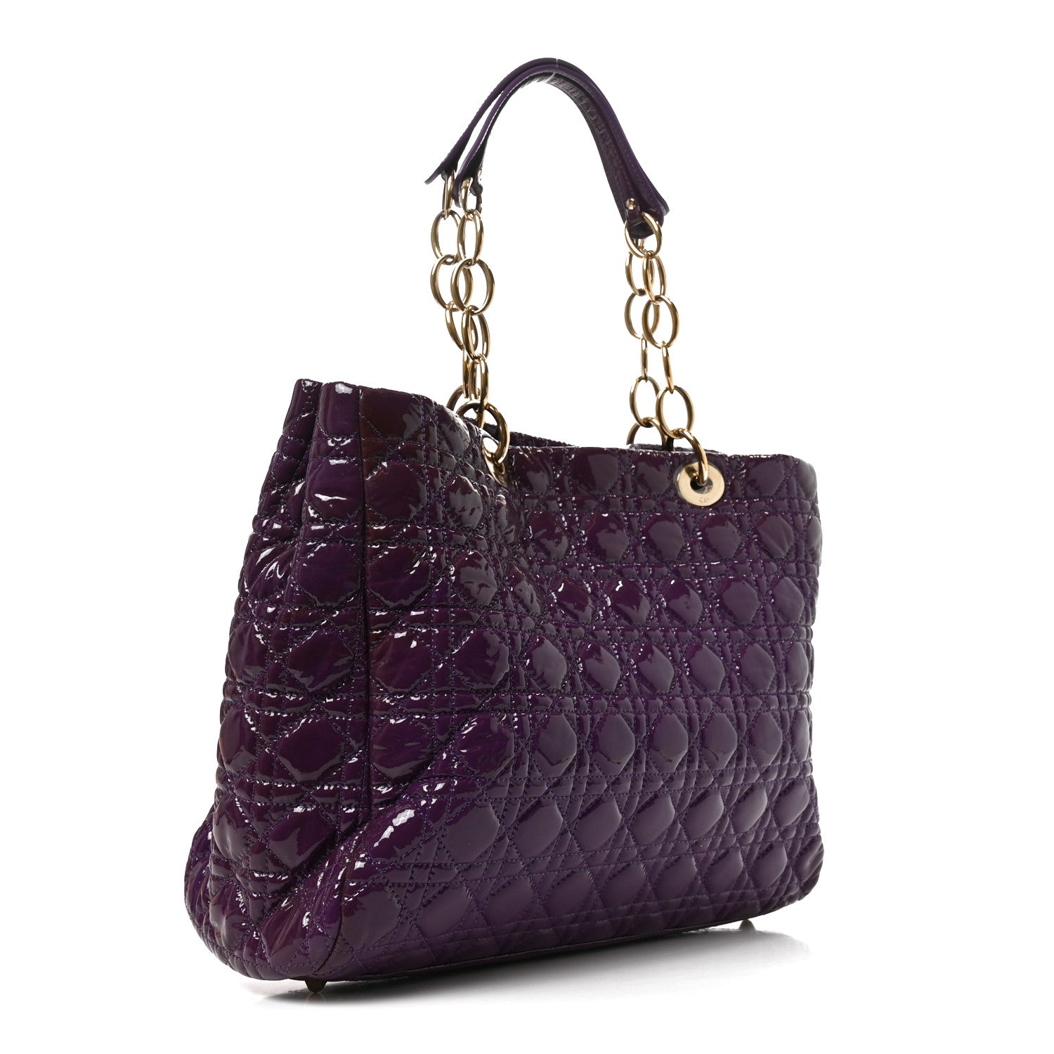 Christian Dior Patent Cannage Large Dior Soft Shopping Tote Purple 3 of 10