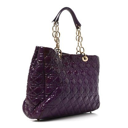 Christian Dior Patent Cannage Large Dior Soft Shopping Tote Purple 3 of 10