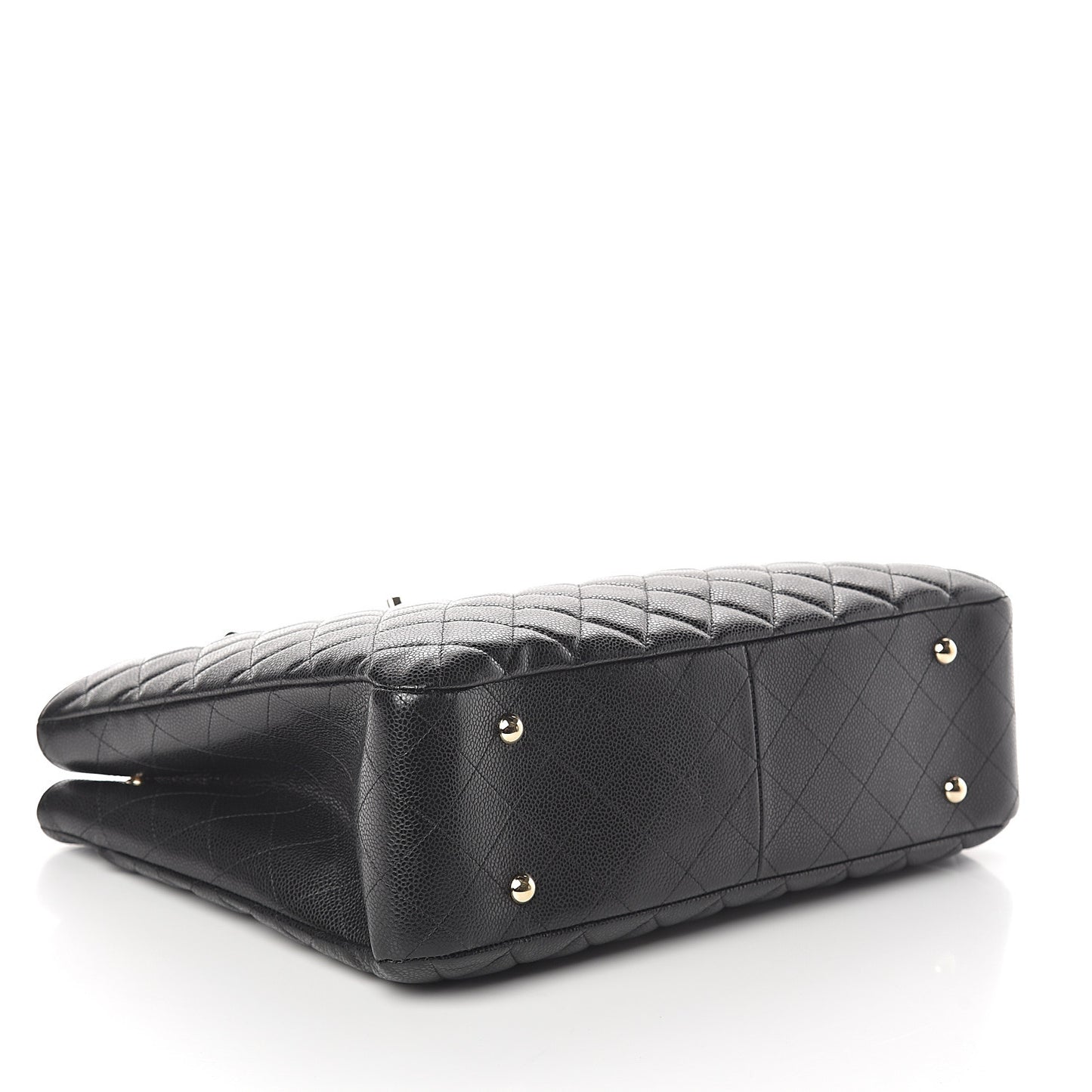 Caviar Quilted Large Shopping Tote Black