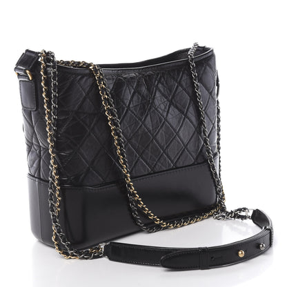 Chanel Aged Calfskin Quilted Medium Gabrielle Hobo Black 3 of 11