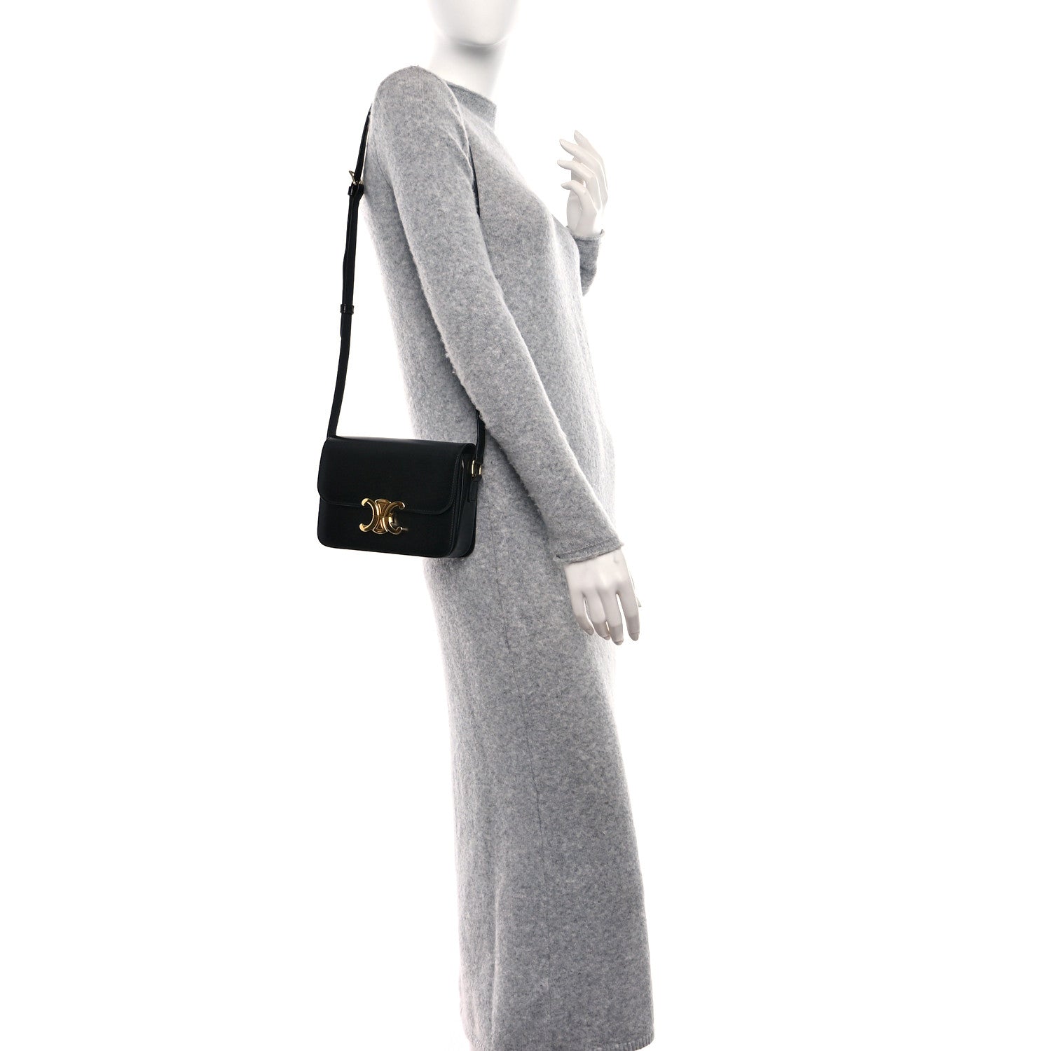 Celine Shiny Calfskin Teen Triomphe Black 2 of 8