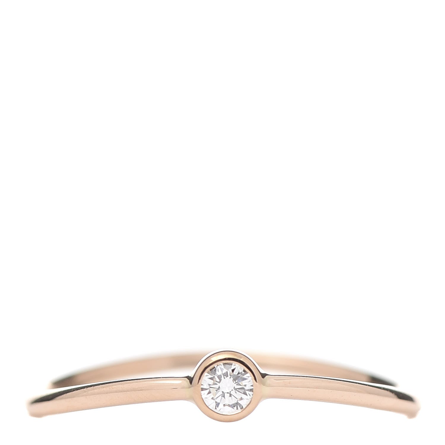 Tiffany 18K Rose Gold Diamond Elsa Peretti Wave Single Row Band Ring 51 5.75 1 of 5
