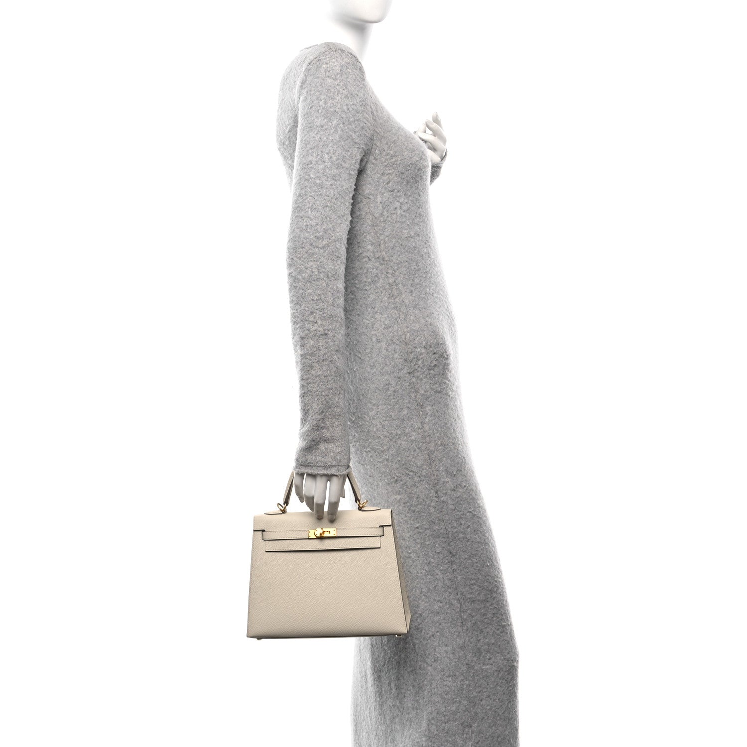 Hermes Epsom Horseshoe Kelly Sellier 25 Craie Gris Perle 2 of 12