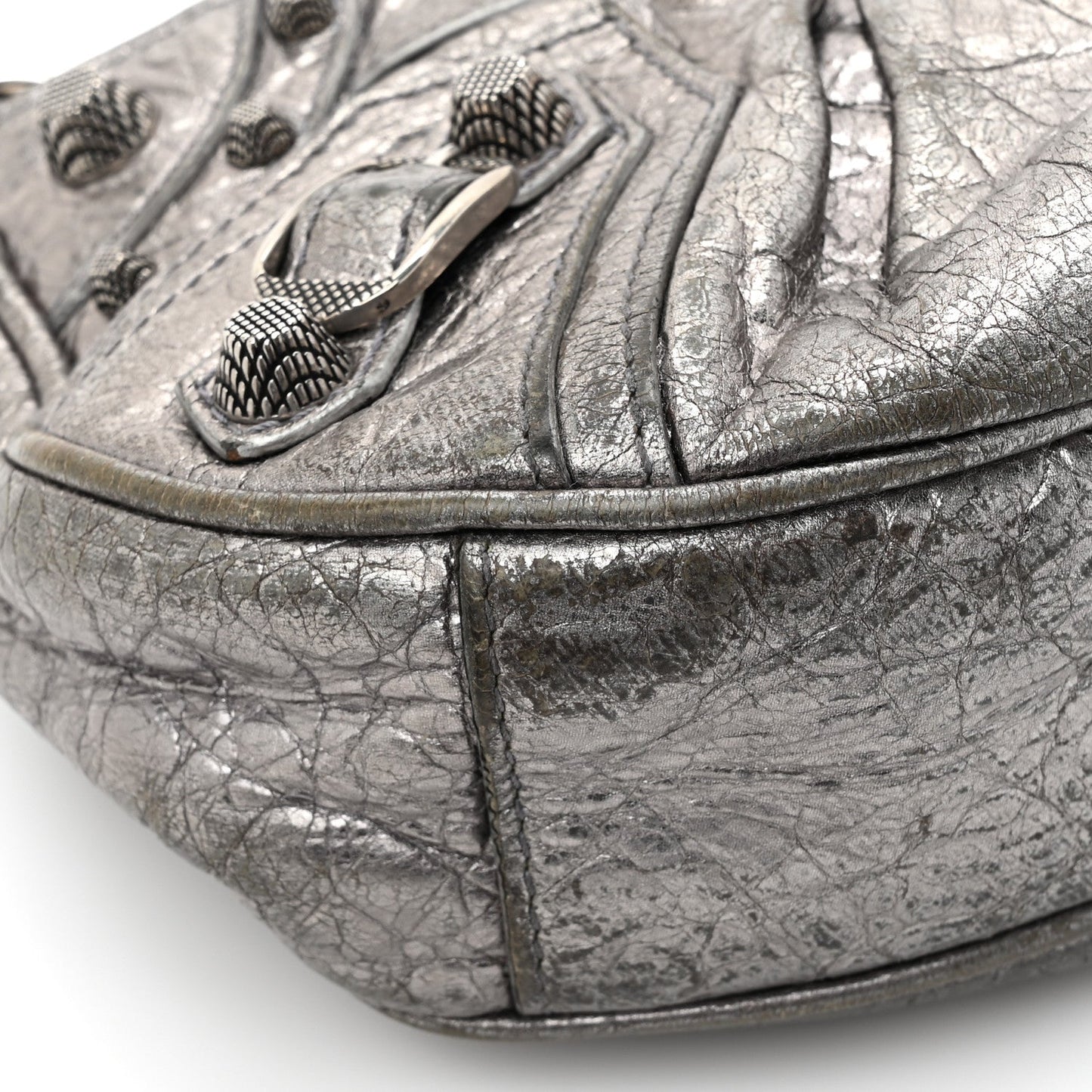 Metallic Agneau Arena Le Cagole Shoulder Bag XS Silver