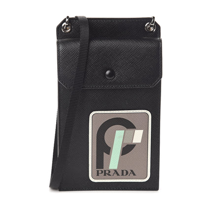 Prada Saffiano Racing Logo Patch Mini Bag Black 1 of 8