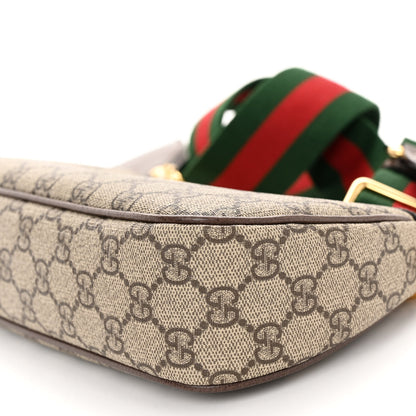 Gucci GG Supreme Monogram Textured Dollar Calfskin Web Small Ophidia GG Handbag Beige Ebony New Acero 9 of 9