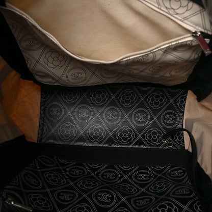 Chanel Coated Canvas Camellia Medium Shopping Tote Black Beige 5 of 8