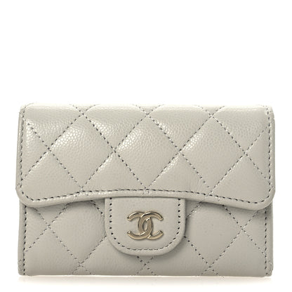 Chanel Caviar Quilted Flap Card Holder Wallet Grey 1 of 10