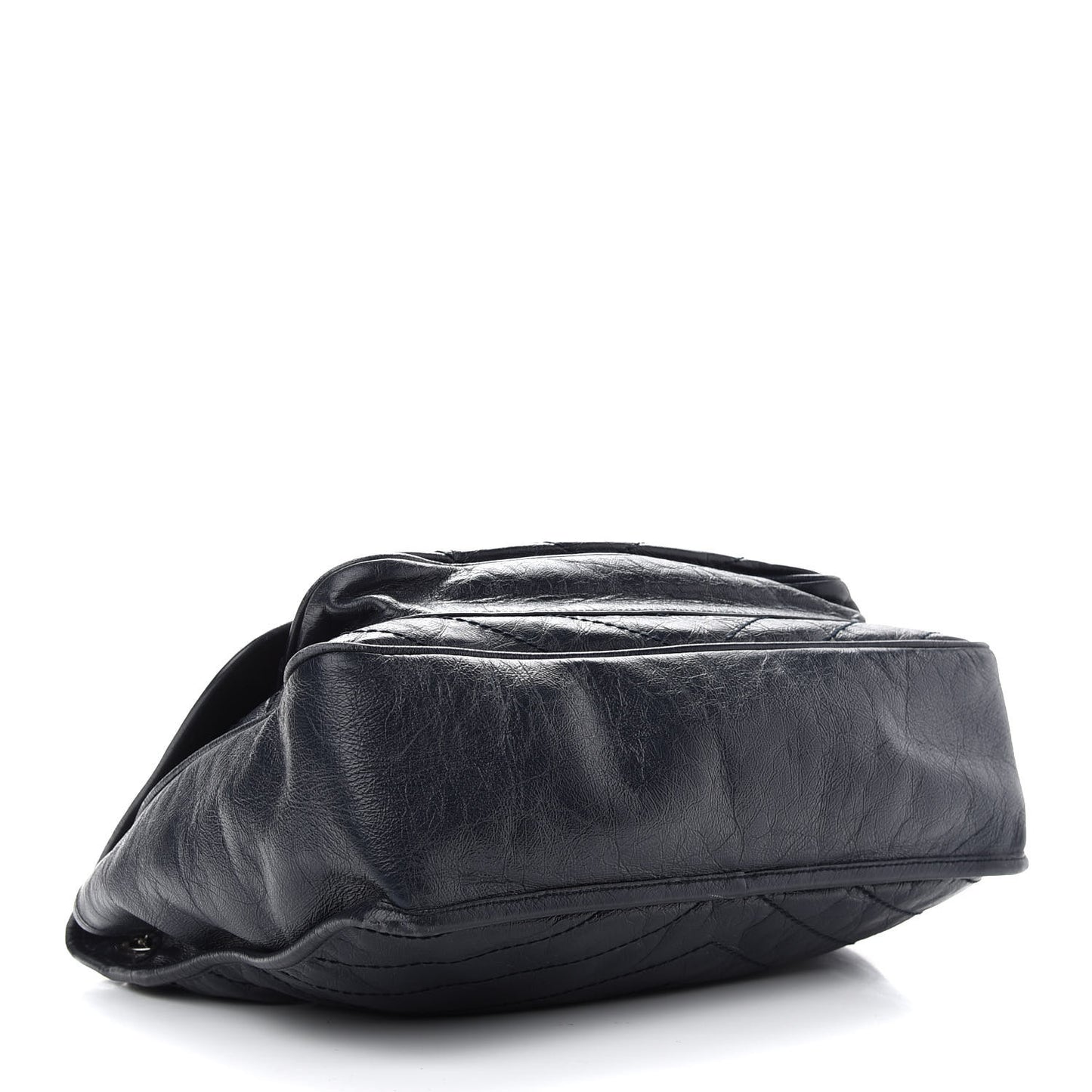 Crinkled Calfskin Matelasse Monogram Large Niki Chain Satchel Deep Marine