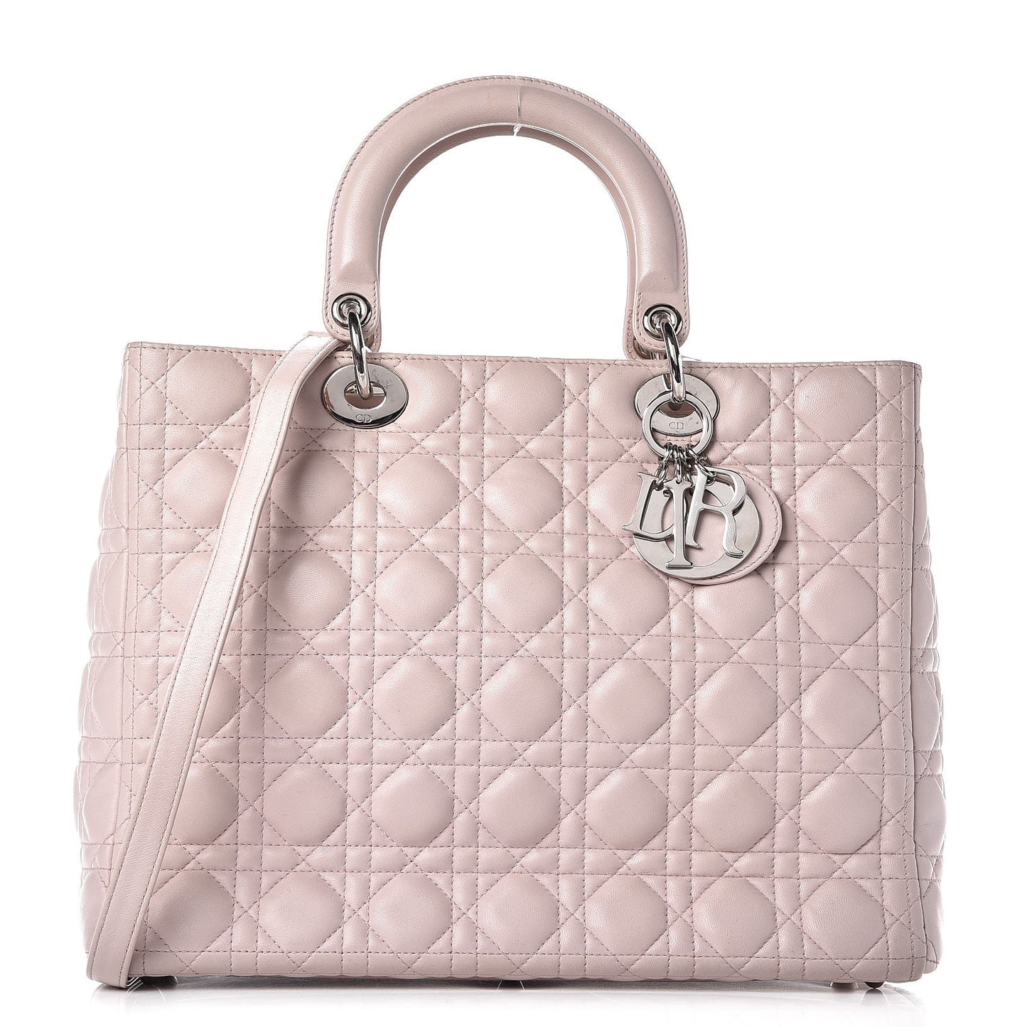 Lambskin Cannage Large Lady Dior Rose Poudre