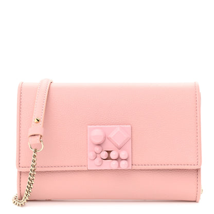 Christian Louboutin Calfskin Studded Flap Carasky Clutch Rosy 1 of 10