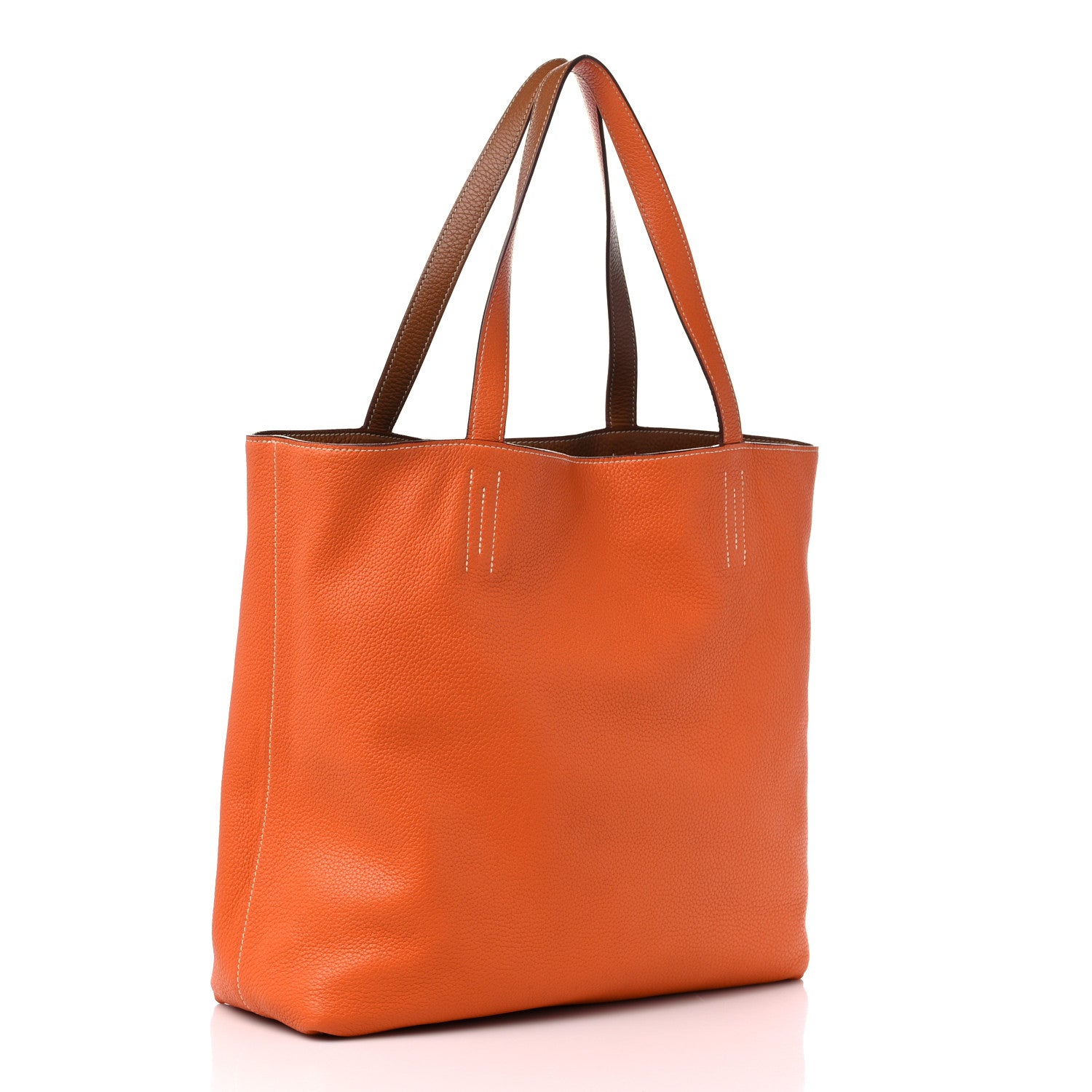 Hermes Taurillon Clemence Double Sens 45 Reversible Tote Orange Gold 13 of 17