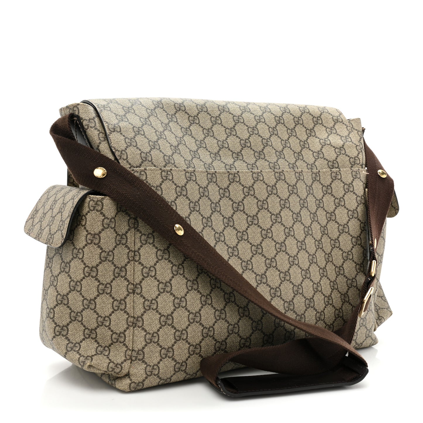 GG Plus Monogram Messenger Diaper Bag Dark Brown