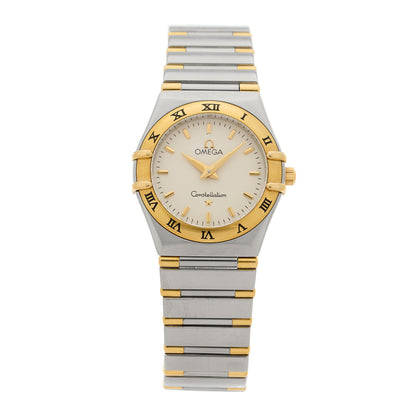 Omega Stainless Steel 18K Yellow Gold 25mm Constellation Quartz Watch White 1372.30.00 1 of 5