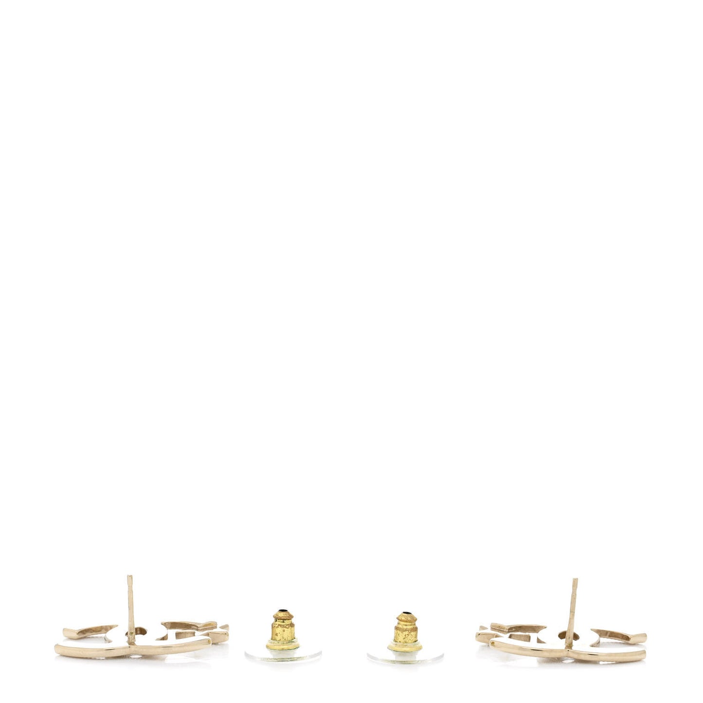 Metal Crystal CC Star Earrings Gold