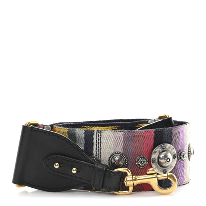 Christian Dior Canvas Embroidered Studded Rainbow Shoulder Strap 1 of 3